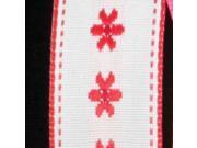 Dainty Blossoms White and Red Floral Wired Craft Ribbon 7 8 x 54 Yards