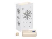 12 Battery Operated LED Flameless Tea Candles Snowflake Christmas Luminaria Kit