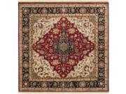 8 x 8 Damoh Maroon Sepia and Coffee Brown Wool Square Area Throw Rug