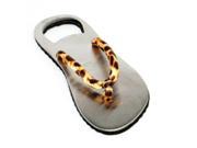 5 Fashion Avenue Brown Leopard Print Flip Flop Stainless Steel Bottle Opener