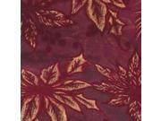 Sheer Burgundy with Flocked Poinsettia Print Wired Craft Ribbon 4 x 20 Yards