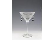 Set of 4 Lola Etched Martini Drinking Glasses with Amethyst Earrings 7.25 ounces