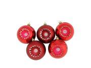 5ct Shiny and Matte Red Hot Retro Reflector Shatterproof Christmas Ball Ornaments 3.25 80mm