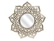 36 Hindu Aafreen Solid Champagne Gold Finish Sculpted Floral Wall Mirror
