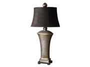 37 Champagne Silver Leaf Aluminum Chocolate Brown Oval Bell Shade Table Lamp