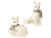 13 Snowy Time Glittered Sitting White Fox Christmas Table Top Decoration