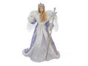 17 Glittered Ice Blue White and Silver Ice Palace Snow Queen Christmas Tree Topper Unlit