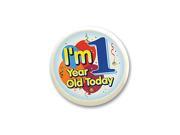 Pack of 6 White â€œI m 1 Year Old Today Toddler Birthday Celebration Buttons 2.5