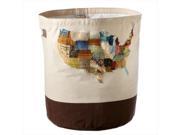 Pack of 2 Beige and Mocha Brown Collage USA Map Decorative Basket 18