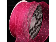 Sheer Hot Pink Polka Dot Pattern Wired Craft Ribbon 4 x 40 Yards