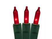 Set of 50 Red Perm O Snap Mini Christmas Lights Green Wire