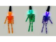 Set of 20 Purple Orange and Green LED Skeleton Halloween Lights Black Wire