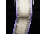 Purple Edged Linen French Wired Craft Ribbon 1.25 x 22 Yards