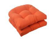 Set of 2 Orange Sunrise Outdoor Patio Tufted Wicker Seat Cushions 19