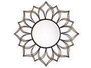50 Summertide Ombre Iron Sunflower Framed Beveled Round Wall Mirror