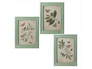 Set of 3 Distressed Finish Jade Green Framed Butterfly and Flower Wall Art Decorations 15.75