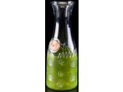 Frosted Light Green with White Curl Dot Hand Painted Beverage Carafe 34 Oz.