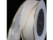 Bleached White Jute with Gold Edge Wired Craft Ribbon 1.5 x 40 Yards