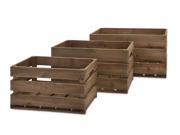 Set of 3 Aaralyn Casual Slat Fir Wood Walnut Finish Storage Crates 21.5