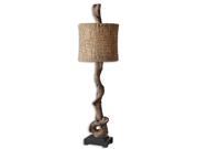 40 Weathered Driftwood Black Woven Twine Round Drum Shade Buffet Table Lamp