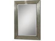 65 Champagne Silver Aluminum Framed Beveled Rectangular Wall Mirror