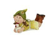 8 Young Girl Gnome Lounging with Chicken Spring Outdoor Garden Patio Figure