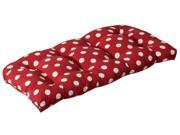 Outdoor Patio Furniture Wicker Loveseat Cushion Red and White Polka Dot
