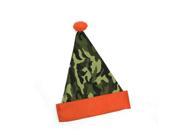 15 Green Camouflage Christmas Santa Hat with Pom Pom Adult Size