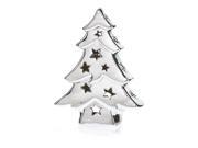 Pack of 2 Chrome Ceramic Tree Decorative Christmas Tea Light Candle Holders 8