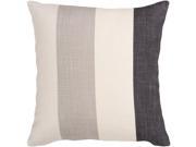 18 Ivory Gray and Black Thick Striped Decorative Down Throw Pillow