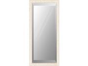 63 Distressed Shell White Wooden Framed Beveled Rectangular Wall or Door Mirror