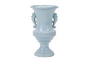 23.25 Under Water Treasures Periwinkle Blue Seahorse Flanked Oversized Ceramic Flower Urn Vase