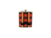 Red and Black Plaid Stainless Steel Lumberjack Drinking Flask with Detachable Mustache 7 oz