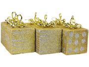 Pack of 6 Gold and Silver Box Shaped Glittered Christmas Ornaments