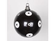 Candy Black with White Glitter Polka Dots Commercial Size Christmas Ball Ornament 6 150mm