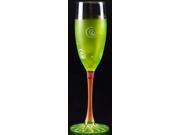 Set of 2 Light Green White Hand Painted Champagne Drinking Glasses 5.75 Oz.