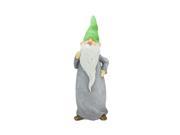 29 Standing Gnome with Gray Robe and Green Cap Outdoor Patio Garden Statue