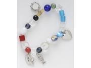 Faith Story Peace Prayer Glass Beaded Bracelet 7.5