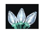Set of 50 Pure White LED C9 Christmas Lights Green Wire