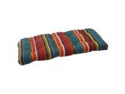 44 Moroccan Multi color Striped Outdoor Patio Tufted Wicker Loveseat Cushion