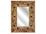 40 Red and Orange Floral Tapestry Decorative Wall Mirror