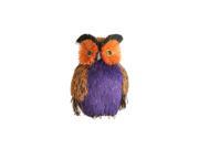 6.5 Purple Bristley Sisal Owl with Orange and Black Eyes Halloween Decoration