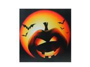 LED Lighted Bats and Jack O Lantern Halloween Canvas Wall Art 19.75 x 19.75