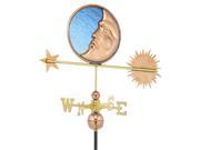 34 Luxury Polished Copper Stained Glass Moon Sun and Star Weathervane