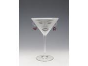 Set of 4 Stella Etched Martini Glasses with Silver Star Earrings 7.25 ounces