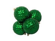 4ct Shiny Xmas Green Diamond Design Shatterproof Christmas Ball Ornaments 3.75
