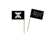 Club Pack of 600 Black and White Pirate Flag Food Drink or Decoration Party Picks 2.5