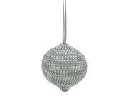 4 Glamorous Silver Rhinestone Onion Shaped Christmas Ornament