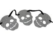 6.5 Silver Glittered Skull Novelty Halloween Garland