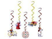 Pack of 30 Assorted Fire Station Fighter Truck Hydrant Dog Hanging Party Decoration Whirls 40